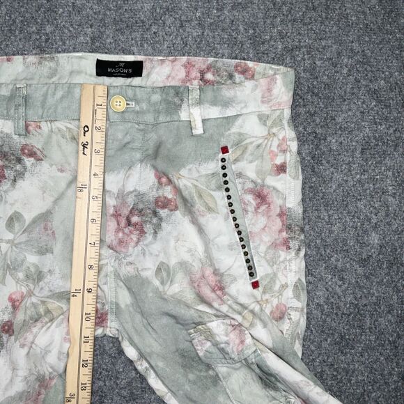 Mason's Forte Dei Marmi Pants Womens Size 32 Green Floral Cargo - Picture 8 of 12